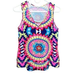 Annie Griffin Silk Kaleidoscope Print Tank Top
